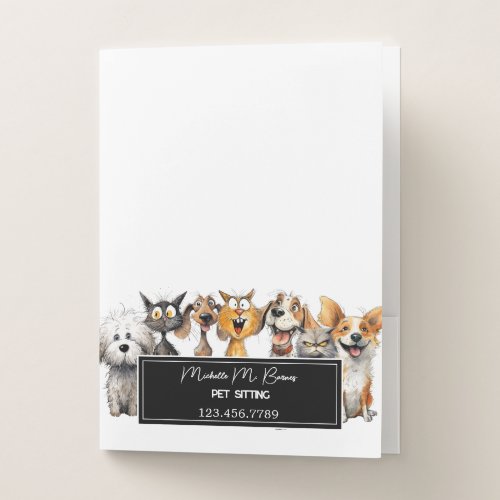 Funny Crazy Cats Dogs Animals Care Pet Sitter Pocket Folder