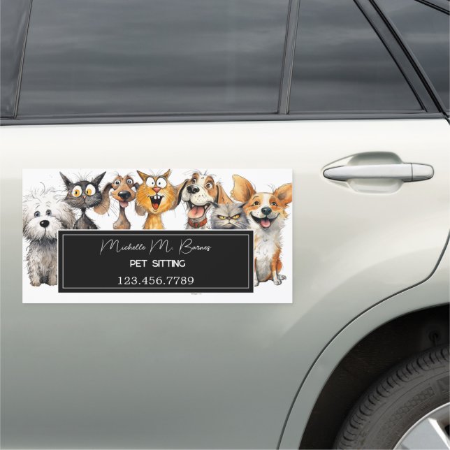 Funny Crazy Cats Dogs Pet Sitter Animal Business Car Magnet (In Situ)