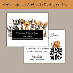 Funny Crazy Cats Dogs Pet Sitter QR Code Business Flyer<br><div class="desc">Picture this: You work as a dedicated pet care provider, seeking to connect with more pet owners and grow your business. You need an effective way to promote your services and facilitate for easy communication with potential customers. This black and white flyers showcases an engaging design with lively cats and...</div>