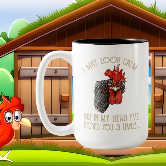funny crazy chicken lady add text Two-Tone coffee mug (Creator Uploaded)