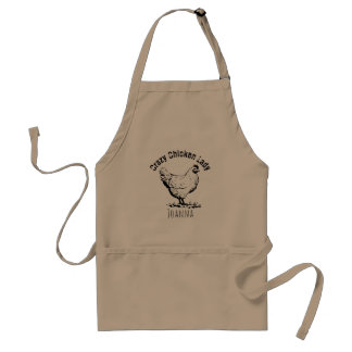 Funny Crazy Chicken Lady Personalized Adult Apron