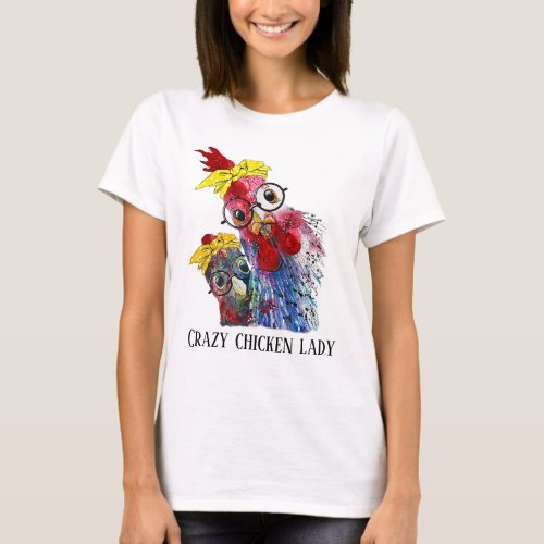 funny crazy chicken lady  T_Shirt