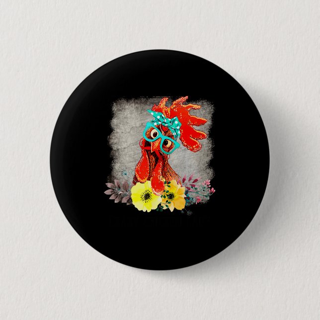 Funny Crazy Chicken Lady Word Art  Button (Front)