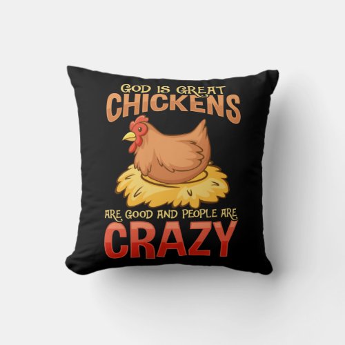 Funny Crazy Chicken Lover Gift Hen Humor Throw Pillow