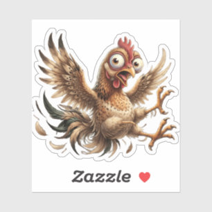 Funny Crazy Chicken Sticker