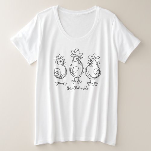 Funny Crazy Chickens Line Art Personalized T_Shirt