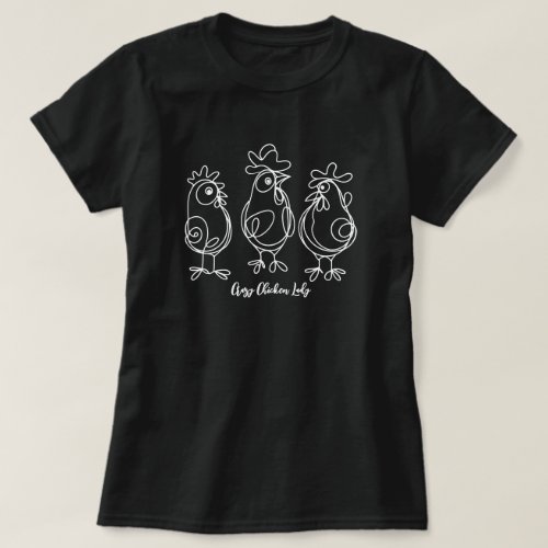 Funny Crazy Chickens Line Art Personalized T_Shirt