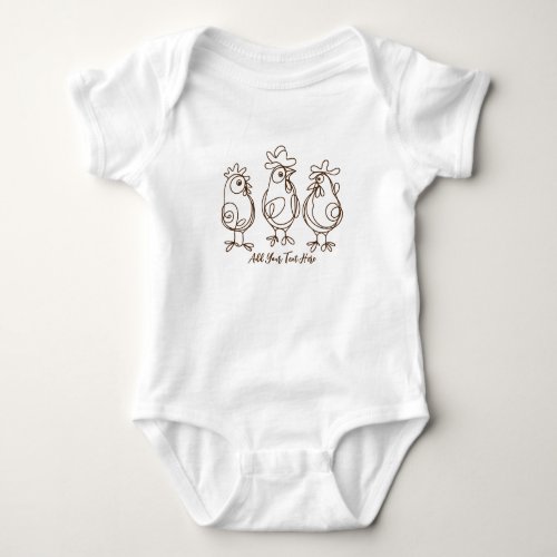 Funny Crazy Chickens Line Art Personalized T_Shirt Baby Bodysuit