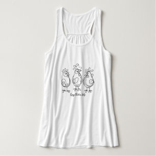 Funny Crazy Chickens Line Art Personalized T-Shirt Tank Top