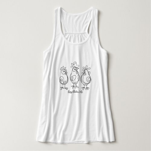 Funny Crazy Chickens Line Art Personalized T_Shirt Tank Top