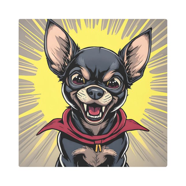 Funny Crazy Chihuahua   Metal Print (Front)