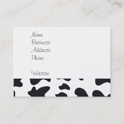 Customizable Funny Crazy Cow Bull on Dairy Cow Print Pattern Business Cards