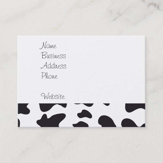 Funny Crazy Cow Bull on Dairy Cow Print Pattern Business Card (Front)