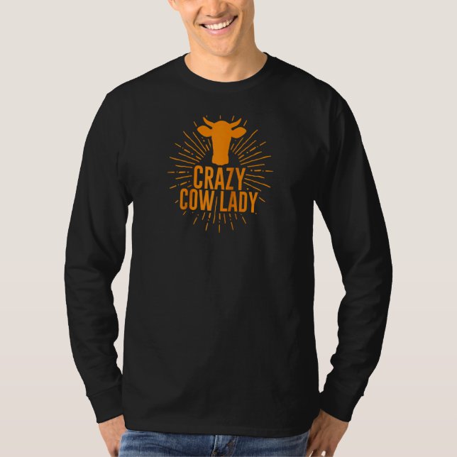 Funny Crazy Cow Lady Cow For Girls Women Cowgirls  T-Shirt (Front)