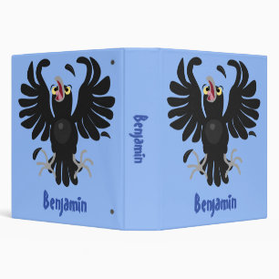 Funny crazy crow raven cartoon illustration 3 ring binder