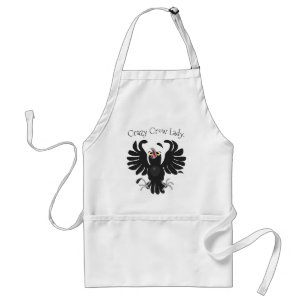 Funny crazy crow raven cartoon illustration adult apron