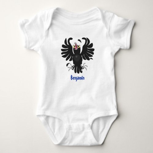 Funny crazy crow raven cartoon illustration baby bodysuit