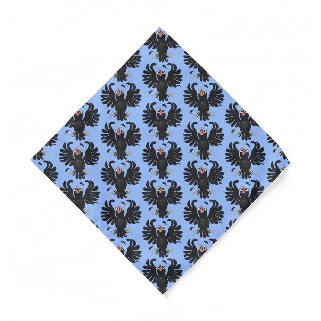 Funny crazy crow raven cartoon illustration  bandana (Front)