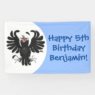 Funny crazy crow raven cartoon illustration banner