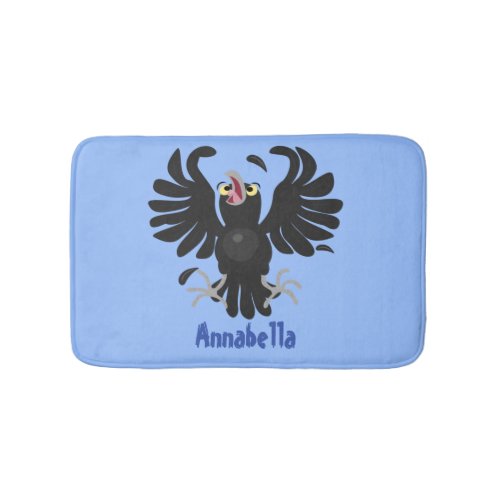 Funny crazy crow raven cartoon illustration bath mat