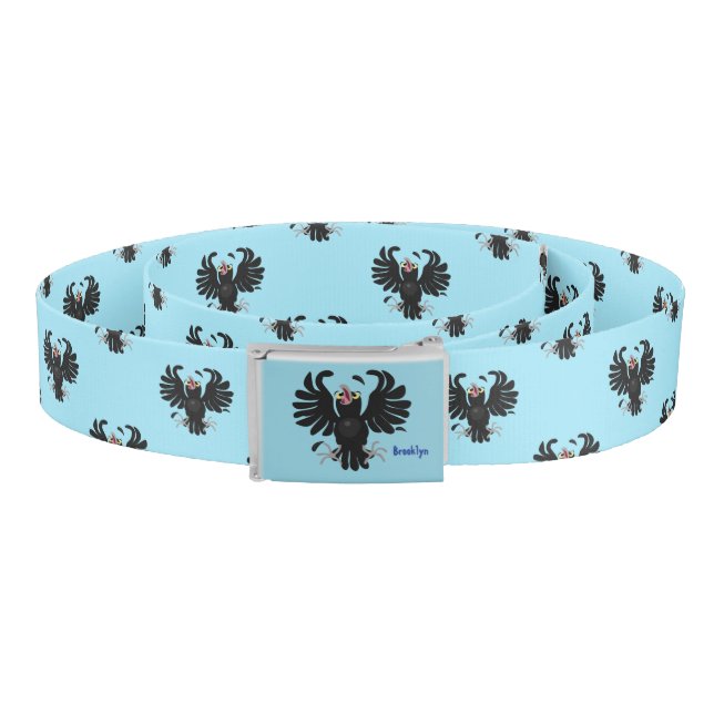 Funny crazy crow raven cartoon illustration belt (Coil)