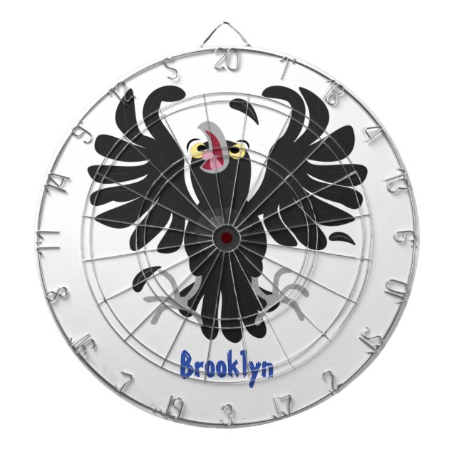 Funny crazy crow raven cartoon illustration dart board (Front)