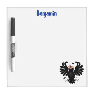 Funny crazy crow raven cartoon illustration dry erase board