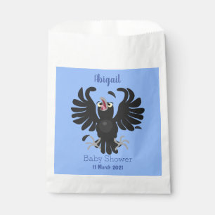 Funny crazy crow raven cartoon illustration favor bag