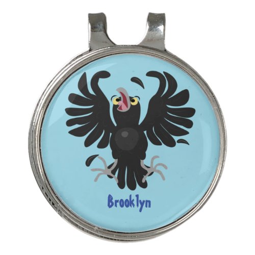 Funny crazy crow raven cartoon illustration golf hat clip