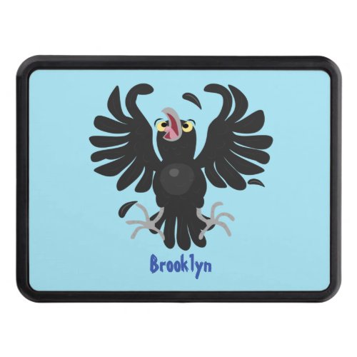 Funny crazy crow raven cartoon illustration hitch cover