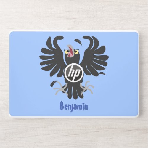 Funny crazy crow raven cartoon illustration HP laptop skin