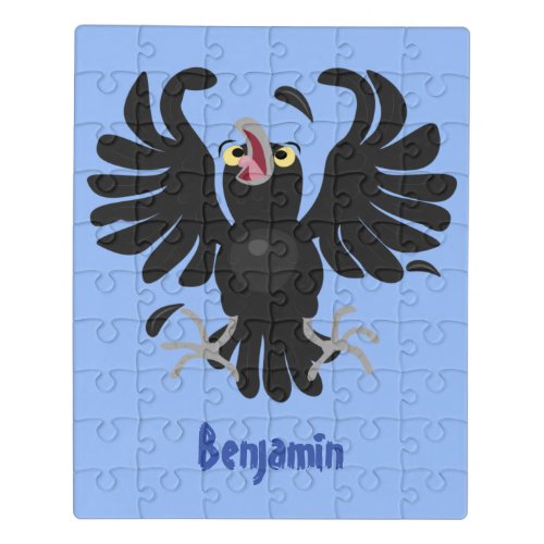 Funny crazy crow raven cartoon illustration jigsaw puzzle