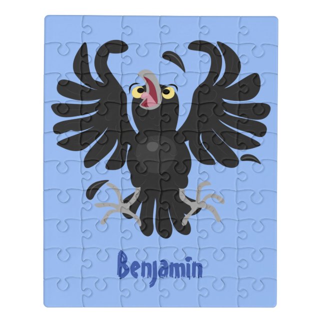 Funny crazy crow raven cartoon illustration jigsaw puzzle (Puzzle Vertical)