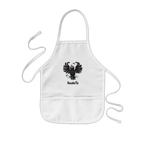 Funny crazy crow raven cartoon illustration kids apron