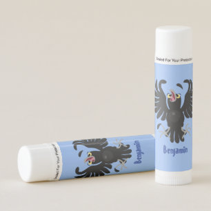 Funny crazy crow raven cartoon illustration lip balm