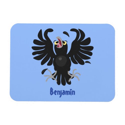 Funny crazy crow raven cartoon illustration magnet