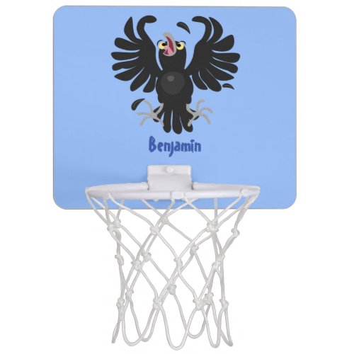 Funny crazy crow raven cartoon illustration mini basketball hoop