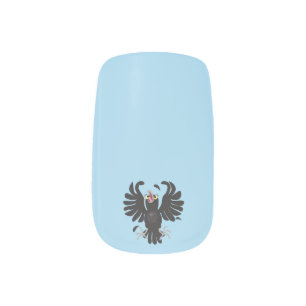 Funny crazy crow raven cartoon illustration minx nail art