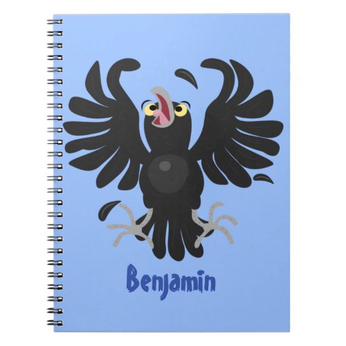 Funny crazy crow raven cartoon illustration notebook