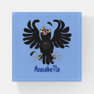 Funny crazy crow raven cartoon illustration paperweight