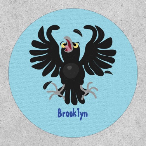 Funny crazy crow raven cartoon illustration patch