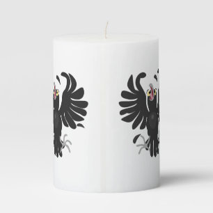 Funny crazy crow raven cartoon illustration pillar candle