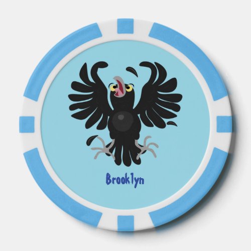 Funny crazy crow raven cartoon illustration poker chips