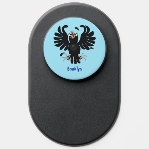 Funny crazy crow raven cartoon illustration PopSocket