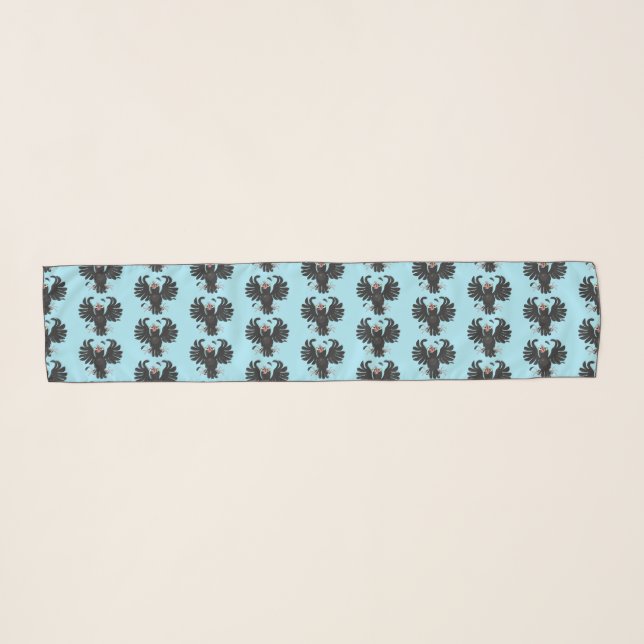 Funny crazy crow raven cartoon illustration scarf (Front (Horizontal))