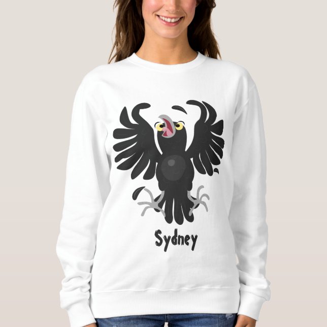Funny crazy crow raven cartoon illustration sweatshirt (Front)