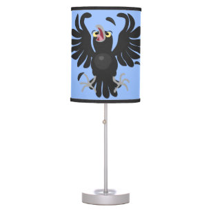 Funny crazy crow raven cartoon illustration table lamp