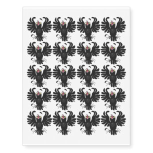 Funny crazy crow raven cartoon illustration temporary tattoos