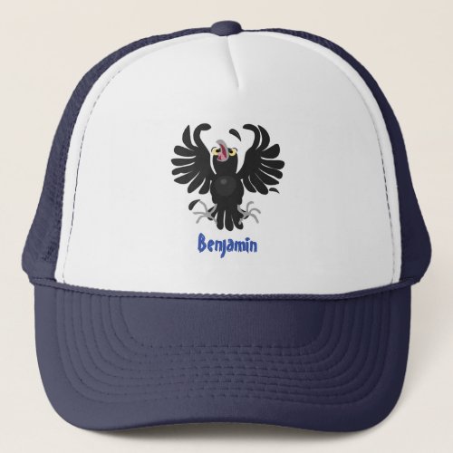 Funny crazy crow raven cartoon illustration trucker hat