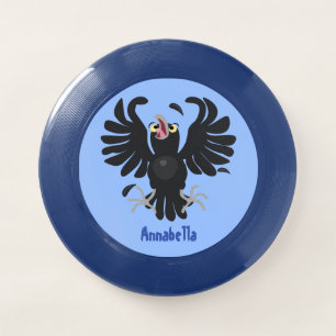 Funny crazy crow raven cartoon illustration Wham-O frisbee